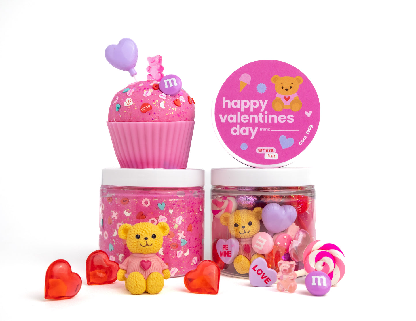 Teddy Bear Valentine Jar Pink